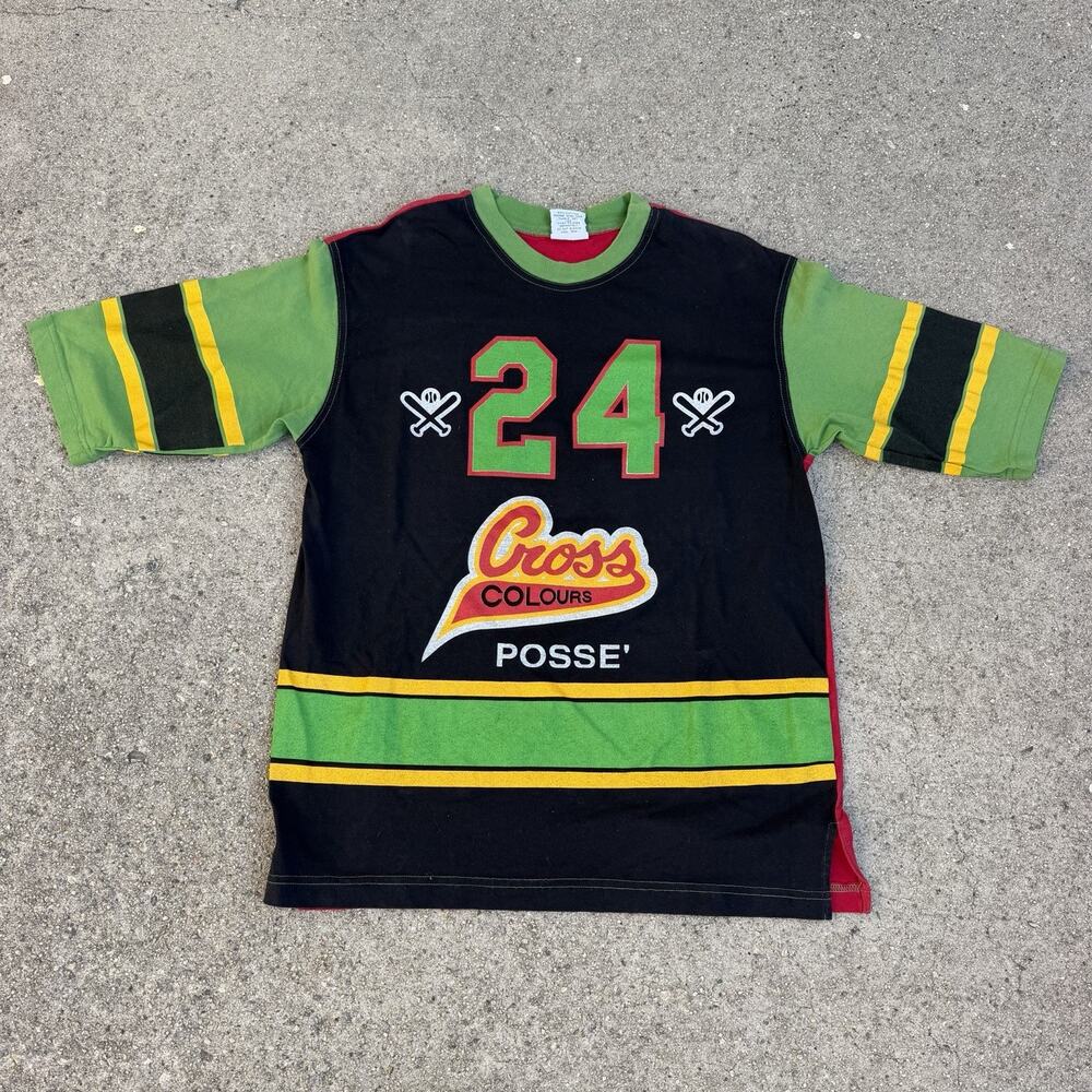 Vintage 90s Cross Colours #24 Posse Hockey Jersey Shirt OSFA Drake RARE
